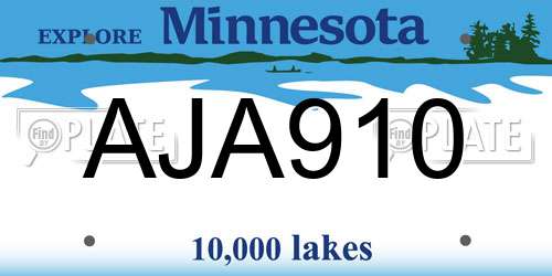 AJA910 Minnesota License Plate