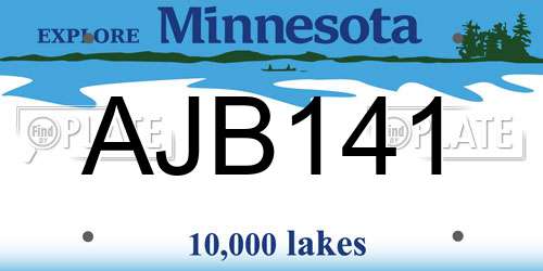 AJB141 Minnesota License Plate