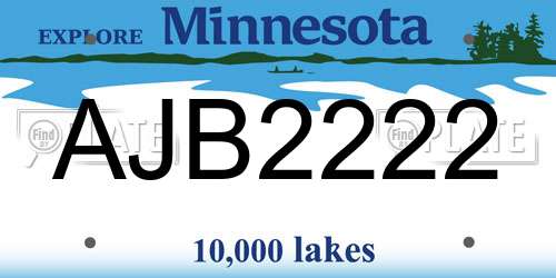AJB2222 Minnesota License Plate
