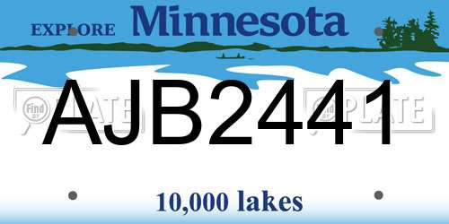 AJB2441 Minnesota License Plate
