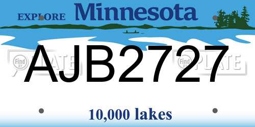 AJB2727 Minnesota License Plate