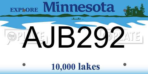 AJB292 Minnesota License Plate