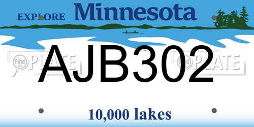 AJB302 Minnesota License Plate