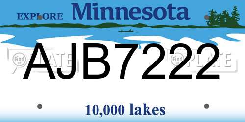 AJB7222 Minnesota License Plate