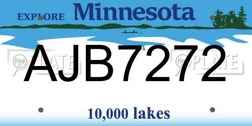 AJB7272 Minnesota License Plate
