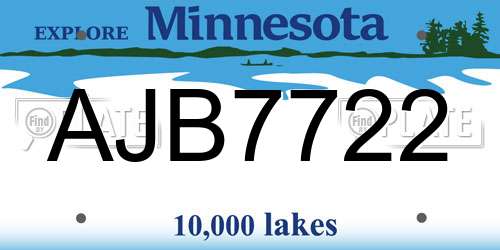 AJB7722 Minnesota License Plate