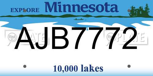 AJB7772 Minnesota License Plate