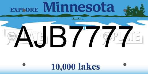 AJB7777 Minnesota License Plate