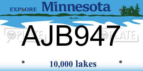 AJB947 Minnesota License Plate