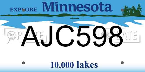 AJC598 Minnesota License Plate