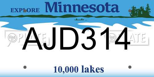 AJD314 Minnesota License Plate
