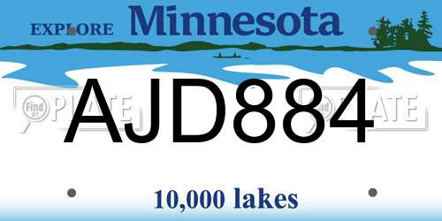 AJD884 Minnesota License Plate