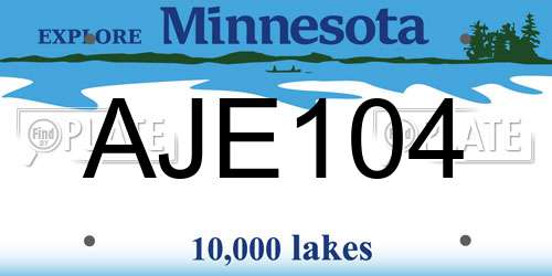 AJE104 Minnesota License Plate