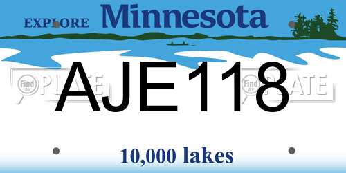 AJE118 Minnesota License Plate
