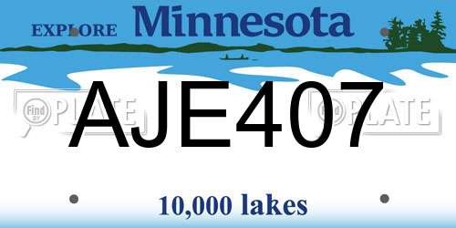 AJE407 Minnesota License Plate