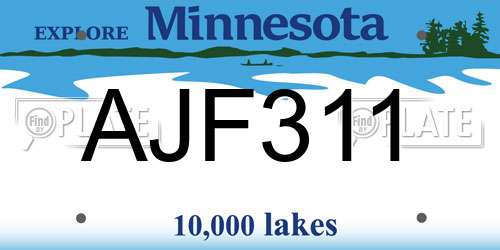 AJF311 Minnesota License Plate
