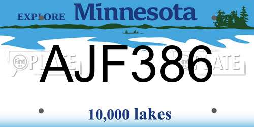 AJF386 Minnesota License Plate
