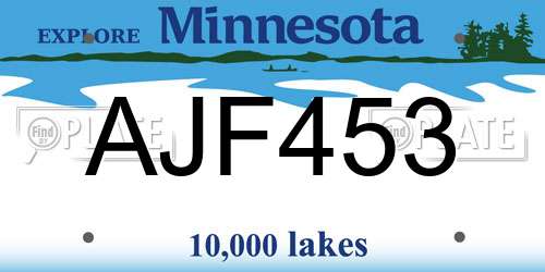AJF453 Minnesota License Plate