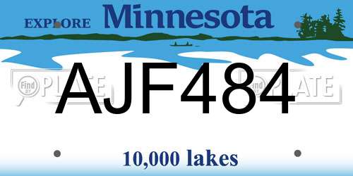 AJF484 Minnesota License Plate