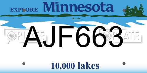 AJF663 Minnesota License Plate