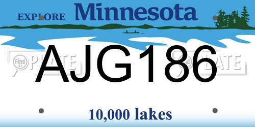 AJG186 Minnesota License Plate