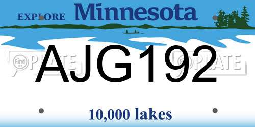 AJG192 Minnesota License Plate