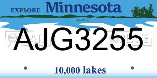 AJG3255 Minnesota License Plate