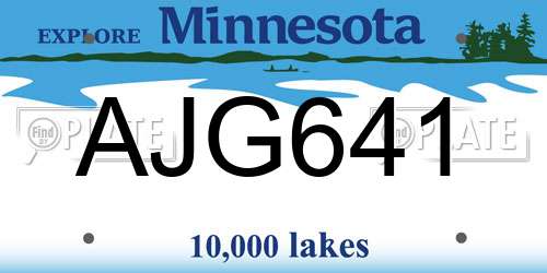 AJG641 Minnesota License Plate