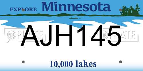 AJH145 Minnesota License Plate