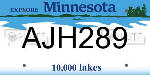AJH289 Minnesota License Plate