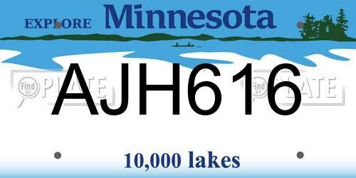 AJH616 Minnesota License Plate