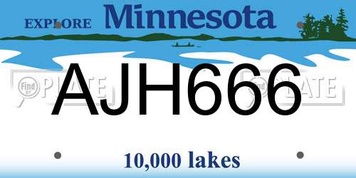 AJH666 Minnesota License Plate