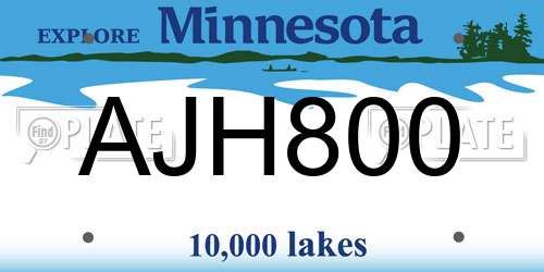 AJH800 Minnesota License Plate
