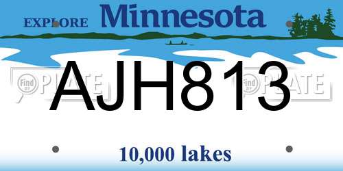 AJH813 Minnesota License Plate