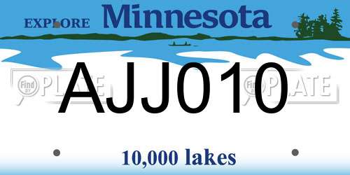 AJJ010 Minnesota License Plate