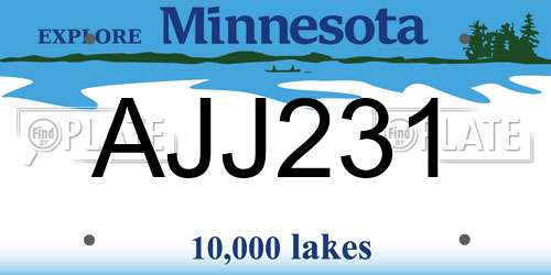 AJJ231 Minnesota License Plate