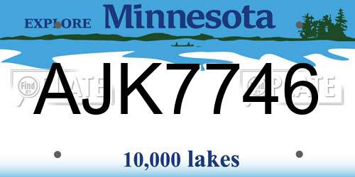 AJK7746 Minnesota License Plate