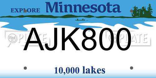 AJK800 Minnesota License Plate