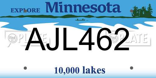 AJL462 Minnesota License Plate