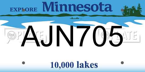 AJN705 Minnesota License Plate