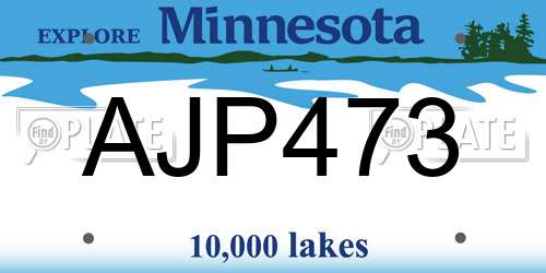 AJP473 Minnesota License Plate