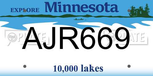 AJR669 Minnesota License Plate