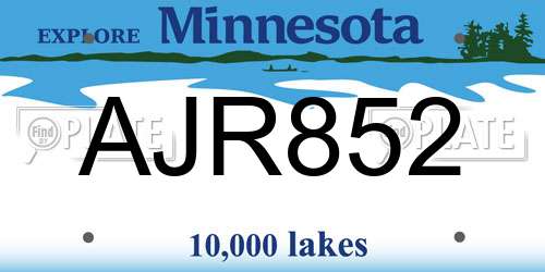 AJR852 Minnesota License Plate