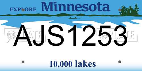 AJS1253 Minnesota License Plate