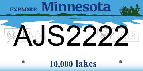 AJS2222 Minnesota License Plate