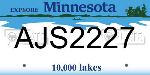 AJS2227 Minnesota License Plate
