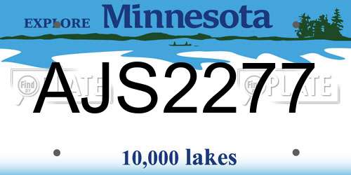 AJS2277 Minnesota License Plate