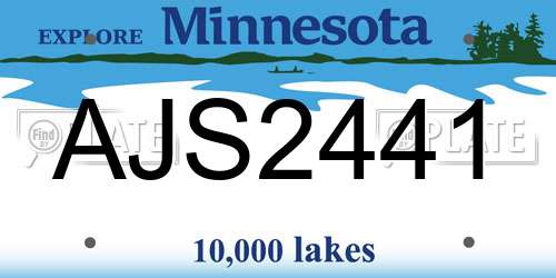 AJS2441 Minnesota License Plate
