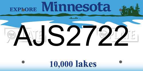AJS2722 Minnesota License Plate