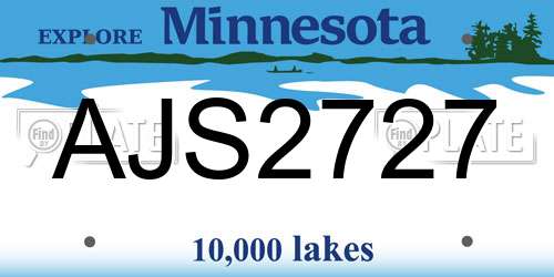 AJS2727 Minnesota License Plate